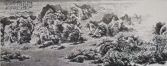 许红哲作品14《万里平铺雪满天》  尺寸：90X240cm